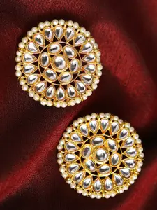 SOHI Gold-Plated Kundan Circular Studs Earrings