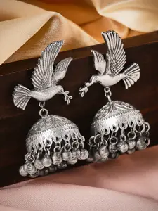 Rubans Silver-Toned Contemporary Jhumkas Earrings