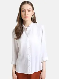 Kazo Women White Ruffle Formal Shirt