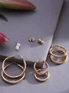 SOHI Set of 6 Gold-Plated Designer Contemporary Earrings