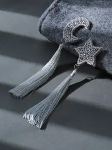 SOHI Silver-Toned Contemporary Studs Earrings