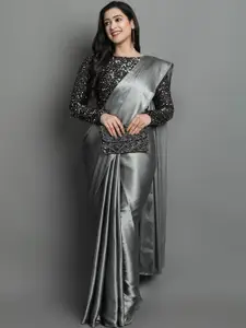 KALINI Grey Sequinned Satin Saree