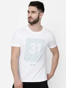 AD By Arvind Men White Printed Cotton T-shirt