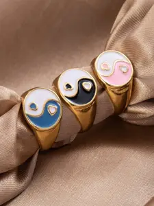 Jewels Galaxy Set Of 3 Gold-Plated Adjustable Finger Rings