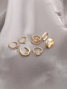 Jewels Galaxy Set Of 7 Gold-Plated Finger Ring