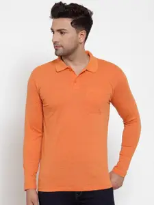 VENITIAN Men Orange Polo Collar Pockets T-shirt