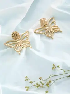 justpeachy Gold-Plated Butterfly Studs Earrings