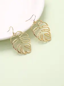 justpeachy Rose Gold-Toned & Plated Leaf Contemporary Drop Earrings
