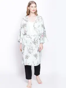 Oxolloxo Green Printed Tie Knot Nightdress Cover Up