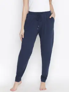 Oxolloxo Women Navy Blue Solid Lounge Pants