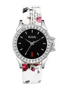 Relish Women Black Embellished Dial & Multicoloured Bracelet Style Straps Analogue Watch RE-L1116