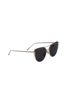 Awestuffs Women Black & Gold-Toned Cateye Sunglasses with UV Protected Lens