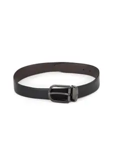Louis Philippe Men Black Textured Leather Formal Belt