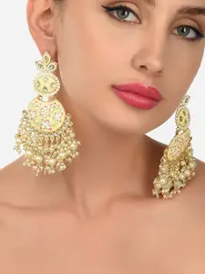 Zaveri Pearls Yellow & White Floral Drop Earrings