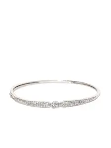 Zaveri Pearls Silver-Toned Rhodium-Plated CZ Stone-Studded Bracelet