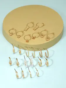 AMI Set of 12 Gold-Plated Contemporary Hoop & Half Hoop Earrings
