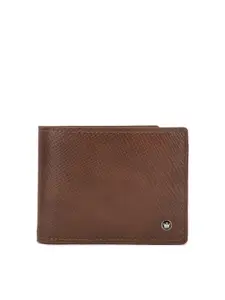 Louis Philippe Men Brown Textured Leather Two Fold Wallet