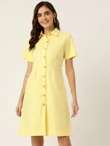 BRINNS Cream-Coloured Solid Shirt Dress