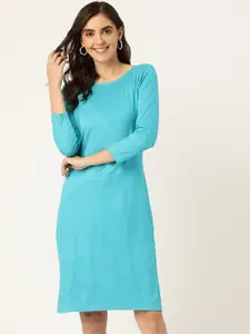 BRINNS Turquoise Blue Solid A-Line Dress