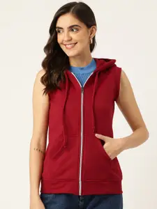 BRINNS Front-Open Sleeveless Fleece Hooded Sweatshirt
