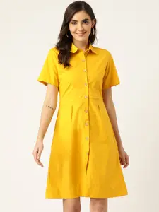 BRINNS Mustard Yellow Solid Shirt Dress