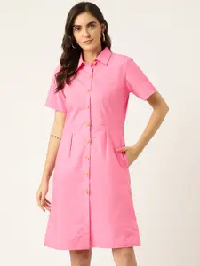BRINNS Pink Solid Shirt Dress