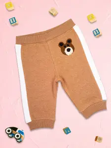 MeeMee Boys Brown Solid Joggers With Applique