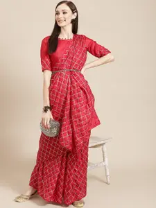 SERONA FABRICS Maroon Sequinned Silk Blend Saree