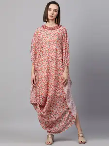 FASHOR Peach-Coloured Georgette A-Line Mini Dress
