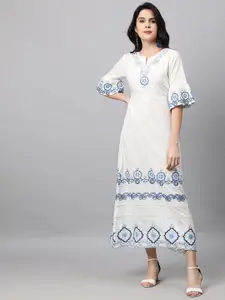 FASHOR White Ethnic Motifs Maxi Dress