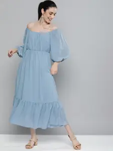 Kvsfab Turquoise Blue Sustainable Georgette A-Line Dress