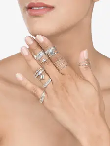 AMI Set Of 25 Silver Toned Stunning Stackable Finger Ring