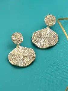 AMI Gold-Plated & White Circular Drop Earrings