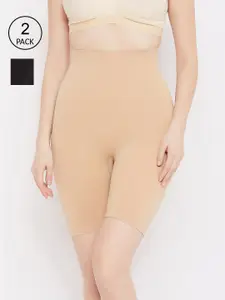 SECRETS BY ZEROKAATA Women Pack of 2 Seamless Thigh & Tummy Shapewear Body Shaper