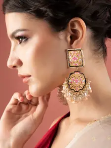 Rubans Gold-Plated Contemporary Enamelled Drop Earrings