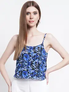 Purple State Blue Floral Print Top