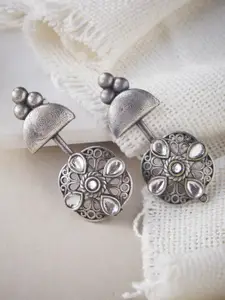 ATIBELLE Silver-Plated Floral Ear Cuff Earrings