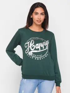 Globus Women Green Printed Sweatshirt