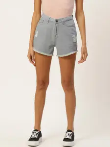 Xpose Women Blue Loose Fit High-Rise Denim Shorts