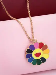 VOGUE PANASH Woman Gold-Toned Flower Emoji Pendant With Chain