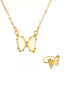 Vembley Gold-Toned & Yellow Gold-Plated Enamelled Necklace