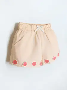 Cherry Crumble Girls Peach Coloured Floral Shorts