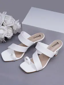 Denill White Colourblocked Block Sandals