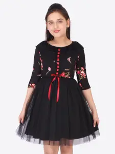 CUTECUMBER Black Printed Dress