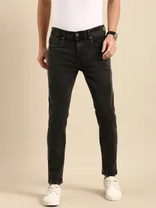 Being Human Men Black Skinny Fit Mid-Rise Low Distress Light Fade Cropped Jeans
