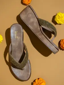 Inc 5 Women Antique Embellished Ethnic Wedge Heels