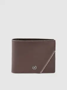 United Colors of Benetton Men Coffee Brown Textured Leather Two Fold Wallet