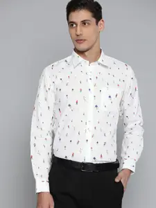 DENNISON Men White Smart Slim Fit Printed Formal Shirt