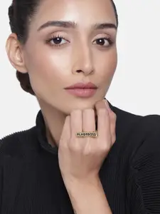 Estele Women Gold-Plated Adjustable Enamelled Ring