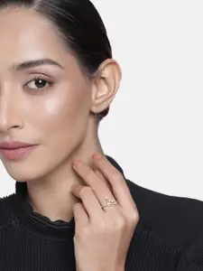 Estele Women Gold-Plated White Cubic Zirconia Ring